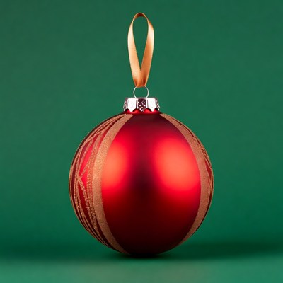 Red Christmas Ornament with Gold Ribbon