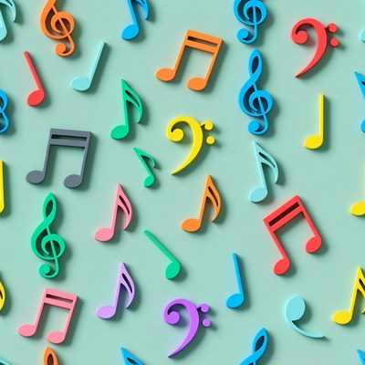 Colorful Musical Notes Pattern