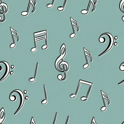 Music Notes on Teal Background