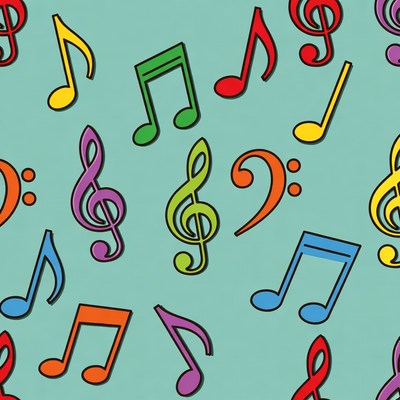 Colorful musical notes clipart pattern