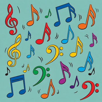 Colorful musical notes illustration