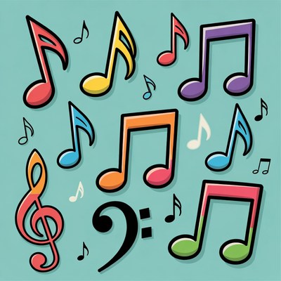 Colorful Cartoon Music Notes