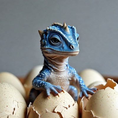 Baby Blue Dragon Hatching from Eggs