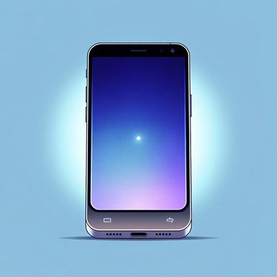 Purple Smartphone on Blue Background