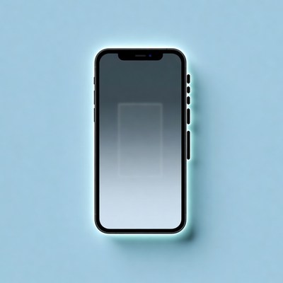 iPhone with gradient screen on blue background