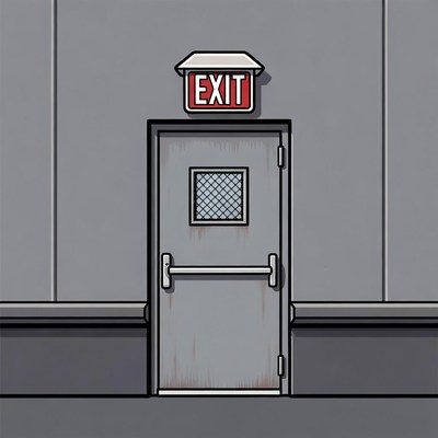 Gray Exit Door with Sign