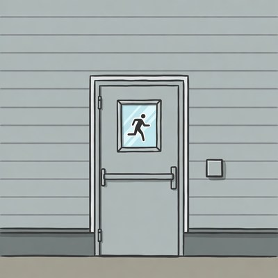 Emergency Exit Door with Running Figure