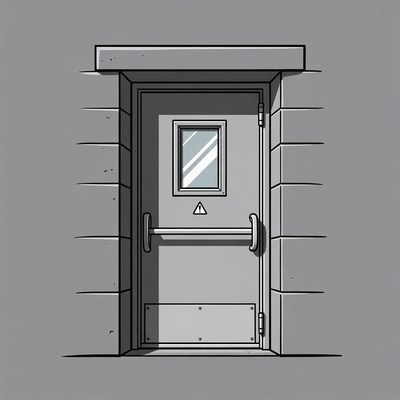 Gray Emergency Exit Door Illustration