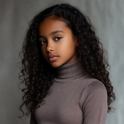 African-American girl with curly hair