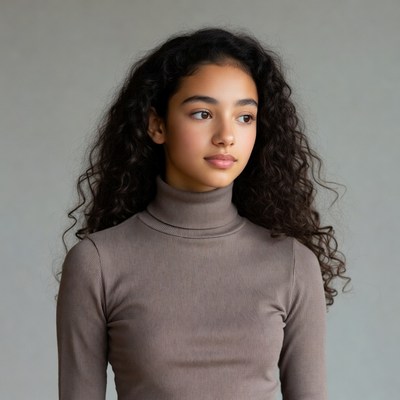 Young woman with curly hair