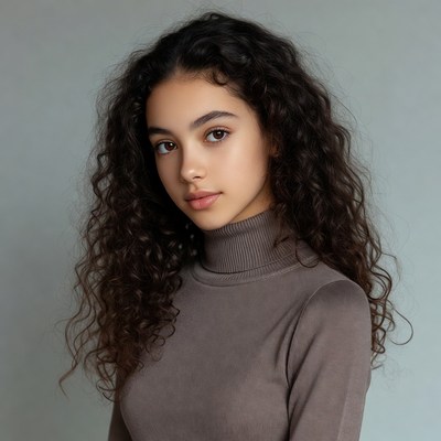 Young woman with curly hair