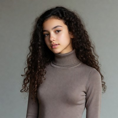 Teen girl with curly hair