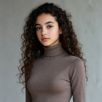 Young woman with curly hair