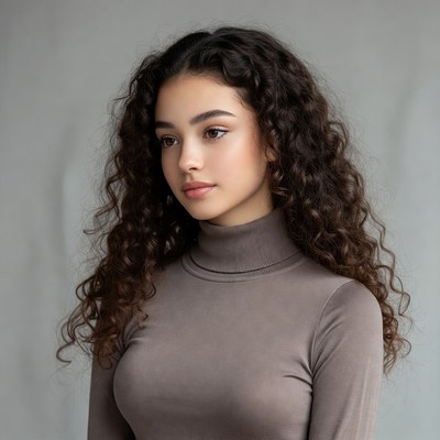 Young woman with curly hair