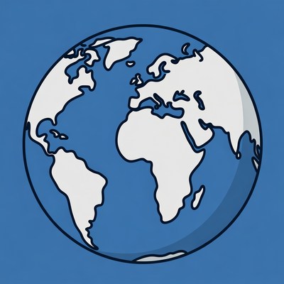 Blue Outline Earth Globe