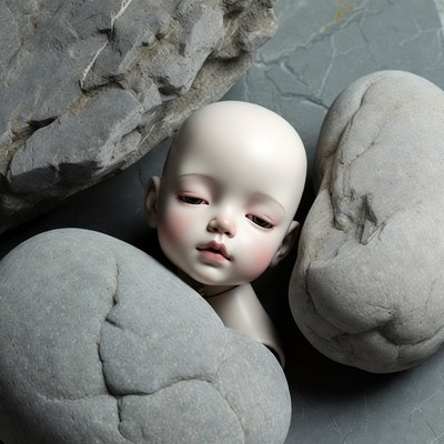 Baby Doll Among Gray Rocks