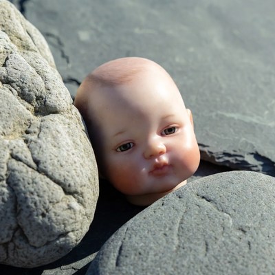 Baby Doll Head on Rocks