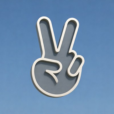 White peace sign on blue background