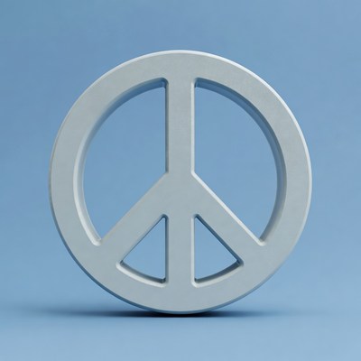 3D White Peace Symbol