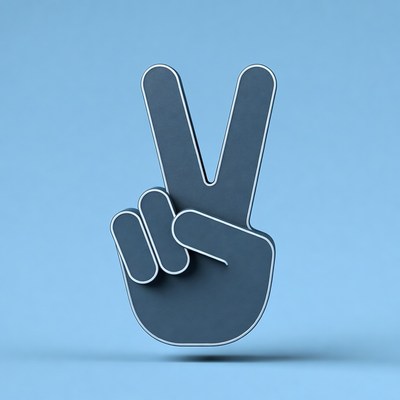 3D Peace Sign Hand Gesture