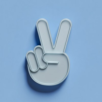 3D Gray Peace Sign Hand