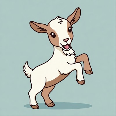 Cute baby goat standing on hind legs
