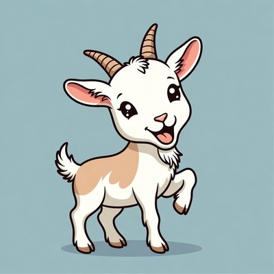 Cute cartoon baby goat smiling