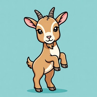 Cute cartoon baby goat standing