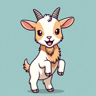 Cute cartoon baby goat dancing