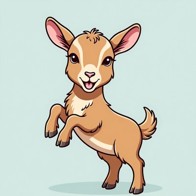 Cute baby goat standing on hind legs