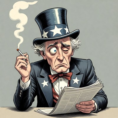Uncle Sam reading newspaper