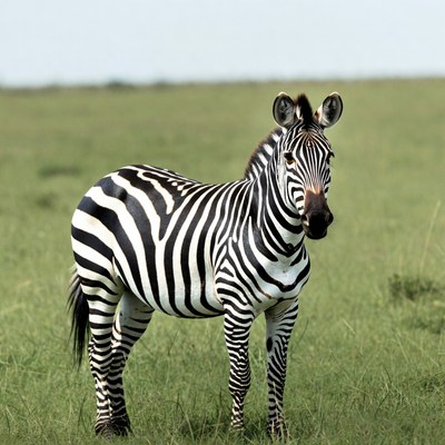 Zebra standing in green grass