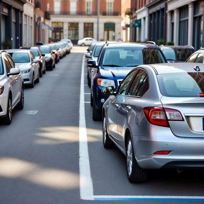 Cars Parked on Narrow Urban Street