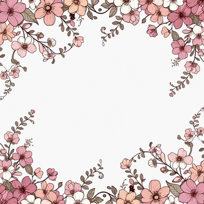 Pink Flower Frame Illustration