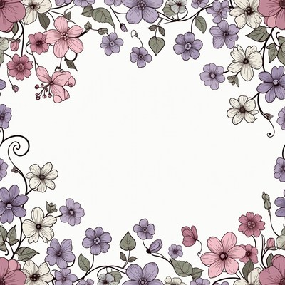Purple Flower Border Illustration