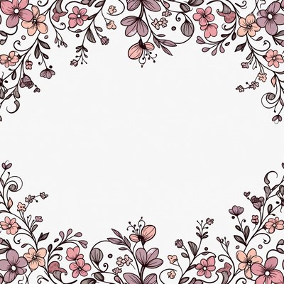 Pink Floral Frame Illustration