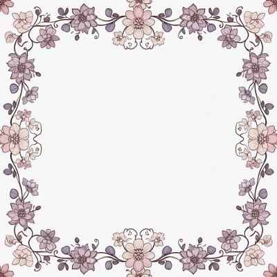 Pink Floral Frame Border