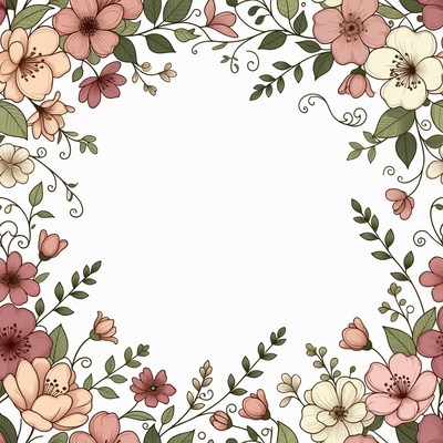 Floral Frame Illustration on White Background