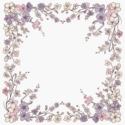 Purple Flower Frame Border