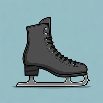 Black ice skate illustration