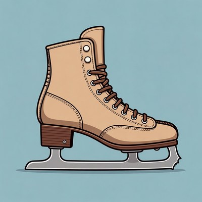 Tan Leather Ice Skate