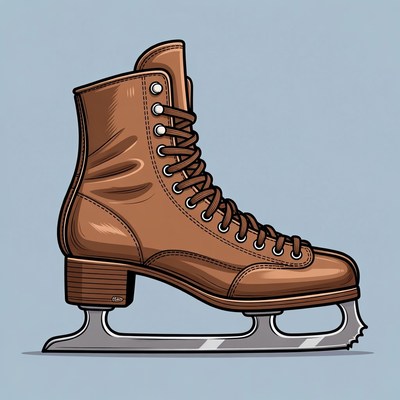 Brown Ice Skate Illustration