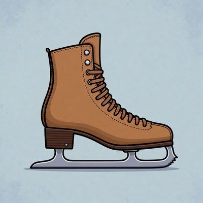 Brown Ice Skate Illustration