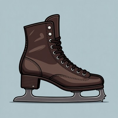 Brown Ice Skate Illustration
