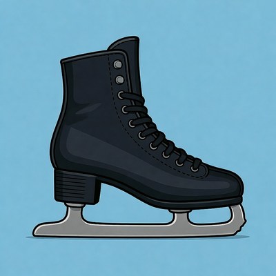 Black Ice Skate Illustration