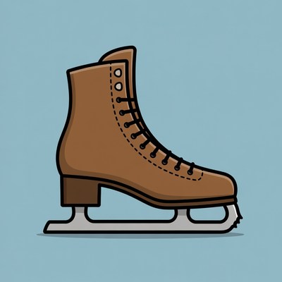 Brown Ice Skate Illustration