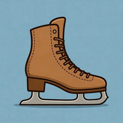 Brown Ice Skate Illustration