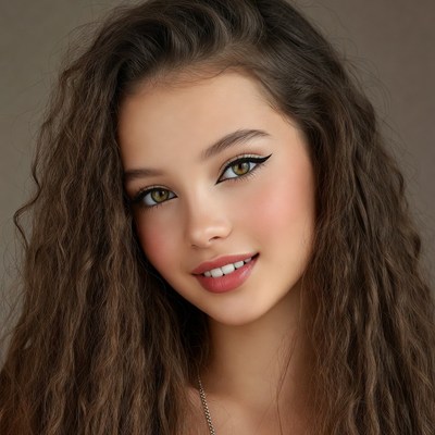 Beautiful woman with wavy brown hair