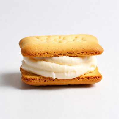 Cream-filled golden cracker sandwich