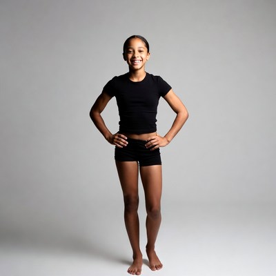 Smiling African-American girl hands on hips